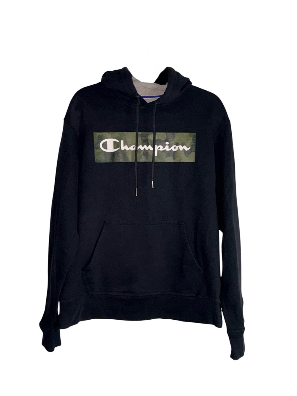 Champion Men's Black Hoodie with Camo Logo